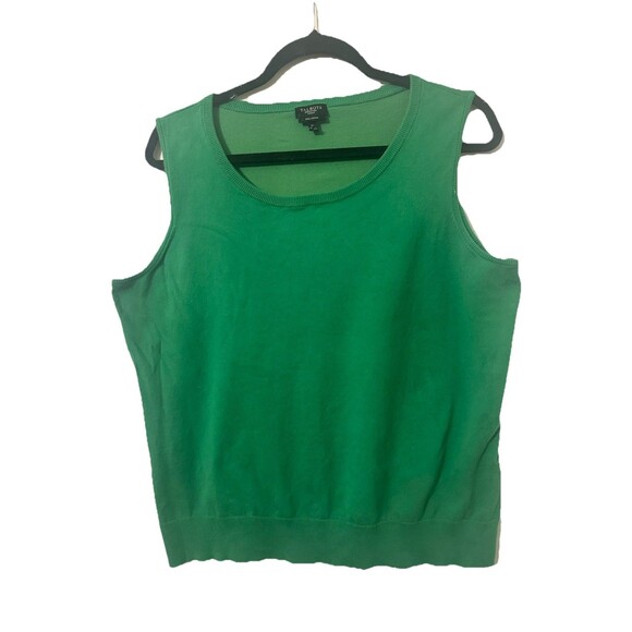Talbots Sweaters - Talbots Sweater Vest Kelly Green Pima Cotton Sleeveless Plus Size 1X Lightweight